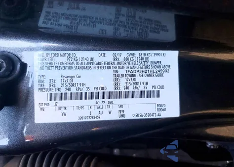 2017 Ford Focus Sel из США, поврежденный, VIN 1FADP3H21HL245992